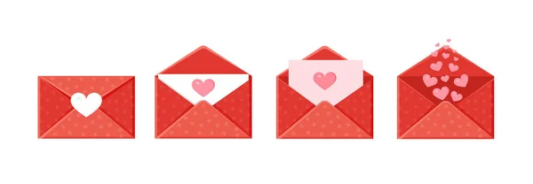 Conjunto Sobres Vacaciones Mensaje Amor Carta Amor San Valentín Para — Vector de stock