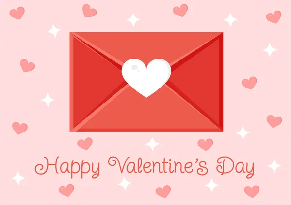 Tarjeta Felicitación Con Sobre Mensaje Amor Carta Amor Para Día — Vector de stock