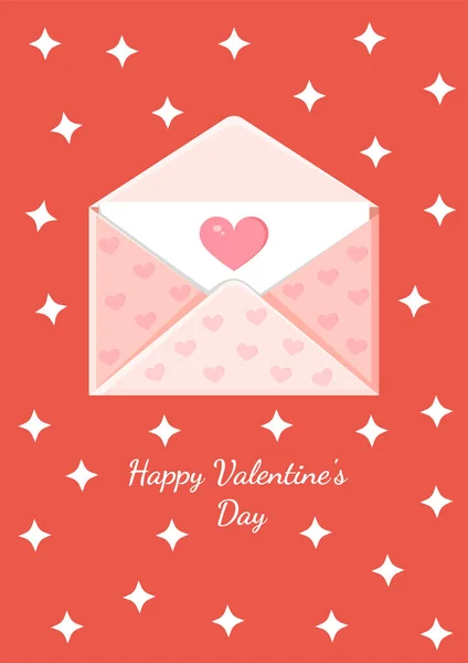 Tarjeta Felicitación Con Sobre Mensaje Amor Carta Amor Para Día — Vector de stock