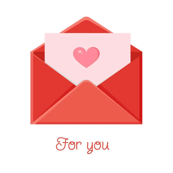 封筒付きのグリーティングカード 愛のメッセージ バレンタインデーのためのラブレターポスター 休日カード — ストックベクタ