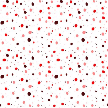 Kırmızı, pembe benekli desen. Tekstil, arkaplan, kağıt, kapak, kumaş, iç dekorasyon ve daha fazlası için noktalı kusursuz doku çizimi. Soyut model. Sevgililer Günü, aşkım.