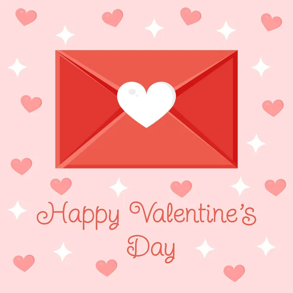 Tarjeta Felicitación Con Sobre Mensaje Amor Carta Amor Para Día — Vector de stock