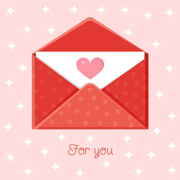 Grußkarte Mit Umschlag Liebesbotschaft Liebesbrief Zum Valentinstag Für Plakat Druck — Stockvektor