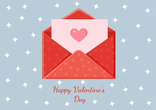 लिफाफ्यासह ग्रीटिंग कार्ड. प्रेम संदेश. पोस्टर, मुद्रण, सुट्टी कार्डसाठी व्हॅलेंटाईन डेसाठी प्रेम पत्र — स्टॉक व्हेक्टर # 