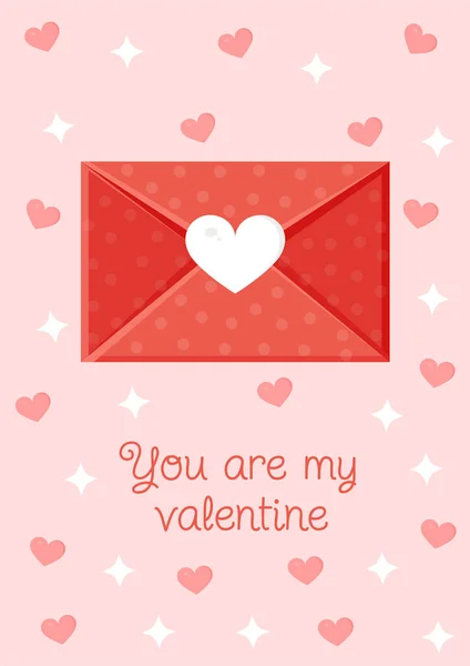 Carte Vœux Avec Enveloppe Message Amour Lettre Amour Pour Saint — Image vectorielle