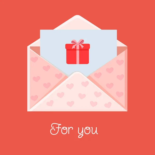 Tarjeta Felicitación Con Sobre Regalo Mensaje Amor Carta Amor Para — Archivo Imágenes Vectoriales