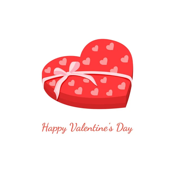 Κόκκινο Κουτί Σχήμα Καρδιάς Ροζ Φιόγκο Για Γλυκά Εικονογράφηση Διάνυσμα — Διανυσματικό Αρχείο