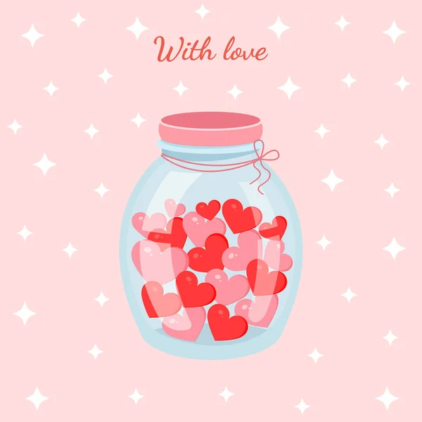 Kendi Romantis Dengan Hati Ilustrasi Vektor Guci Untuk Hari Kasih - Stok Vektor