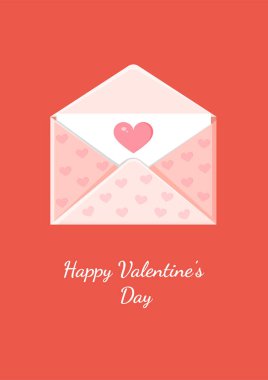 Zarflı bir tebrik kartı. Aşk mesajı. Sevgililer Günü için aşk mektubu. Poster, baskı, tatil kartı.