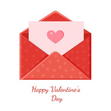Zarflı bir tebrik kartı. Aşk mesajı. Sevgililer Günü için aşk mektubu. Poster, baskı, tatil kartı..