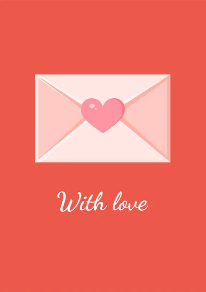 Kartu ucapan dengan amplop. Pesan cinta. Surat cinta untuk Valentines Day untuk poster, cetak, kartu liburan. - Stok Vektor