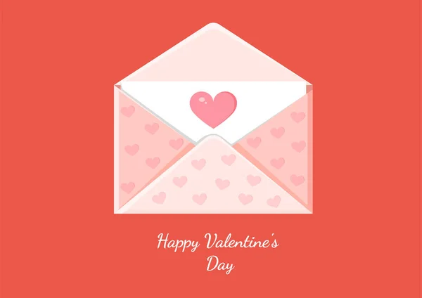Carte de vœux avec enveloppe. Message d'amour. Lettre d'amour pour la Saint-Valentin pour affiche, impression, carte de vacances. — Image vectorielle