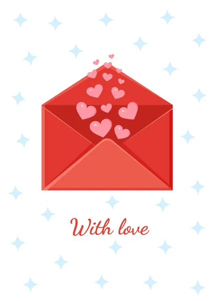 Tarjeta Felicitación Con Sobre Mensaje Amor Carta Amor Para Día — Archivo Imágenes Vectoriales