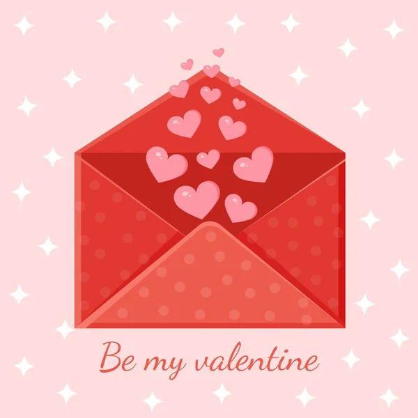 Tarjeta de felicitación con sobre. Mensaje de amor. Carta de amor para el día de San Valentín para cartel, impresión, tarjeta de vacaciones. — Vector de stock