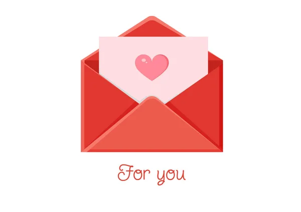 Een Wenskaart Met Een Envelop Liefdesboodschap Liefdesbrief Voor Valentijnsdag Voor — Stockvector