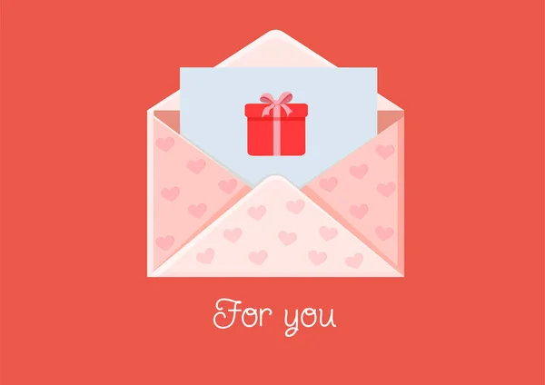 Tarjeta Felicitación Con Sobre Regalo Mensaje Amor Carta Amor Para — Archivo Imágenes Vectoriales