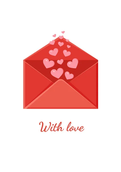 Tarjeta Felicitación Con Sobre Mensaje Amor Carta Amor Para Día — Archivo Imágenes Vectoriales