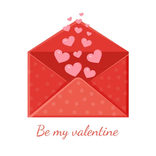 Tarjeta Felicitación Con Sobre Mensaje Amor Carta Amor Para Día — Vector de stock