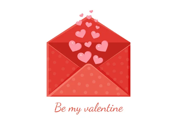 Tarjeta Felicitación Con Sobre Mensaje Amor Carta Amor Para Día — Vector de stock