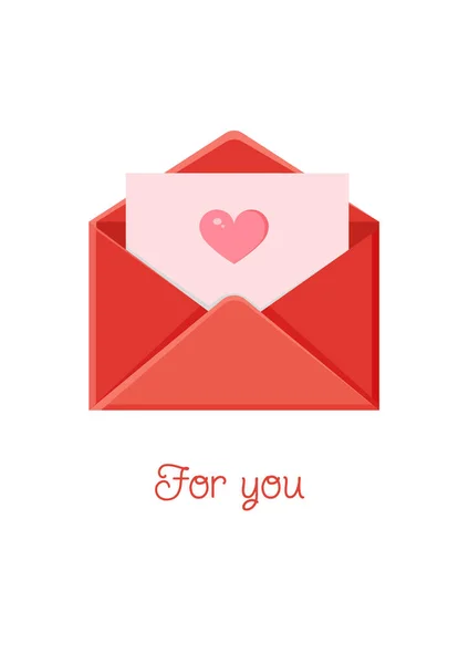 Tarjeta Felicitación Con Sobre Mensaje Amor Carta Amor Para Día — Vector de stock