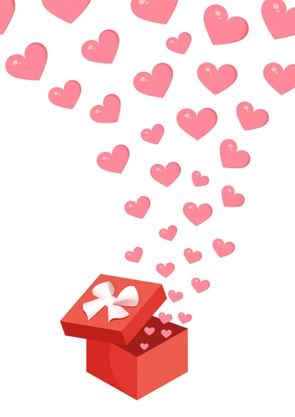 Κουτί Δώρου Μπαλόνια Μορφή Καρδιάς Εικονογράφηση Διάνυσμα Για Την Ημέρα — Διανυσματικό Αρχείο