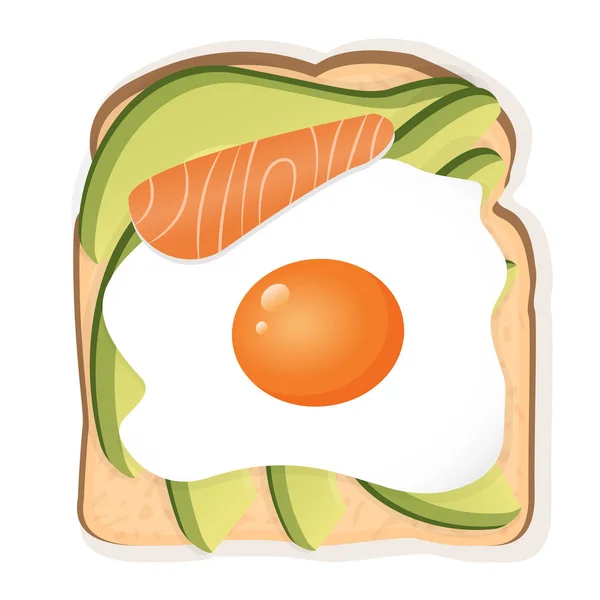 Сэндвич Белым Хлебом Жареным Яйцом Лососем Кусочками Авокадо Иллюстрация Здорового — стоковое фото