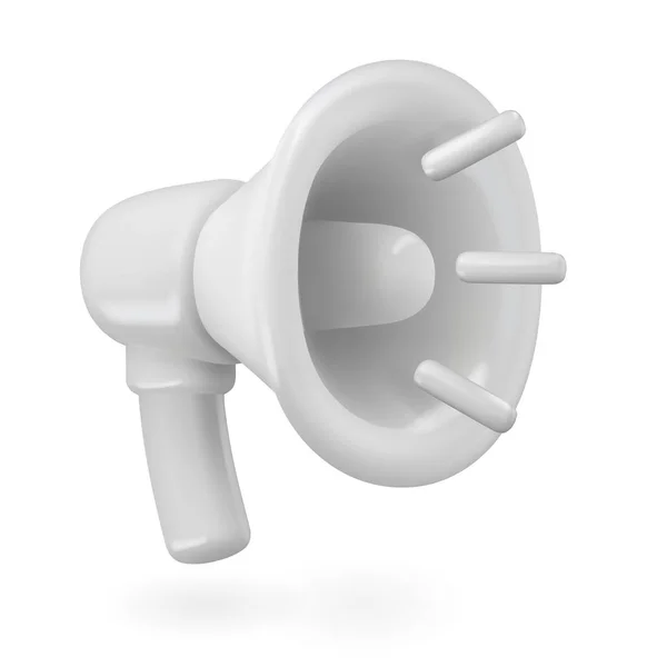 3d white megaphone realistic icon — Vetor de Stock