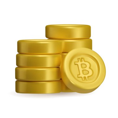 3d Simge Altın Bitcoin yığını