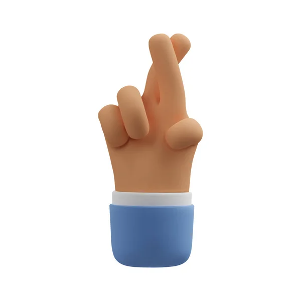Mão 3d cruz dedos gesto — Vetor de Stock