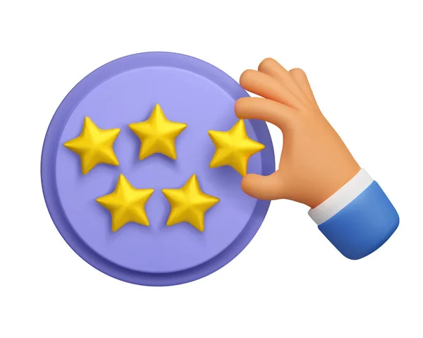 Five Golden Star Review Badge Vector Gold Positive Customer Experience — Stock vektor