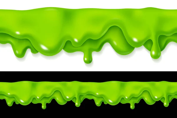Green Slime Drop Seamless Liquid Paint Sauce Drip Realistic Vector — Vector de stock