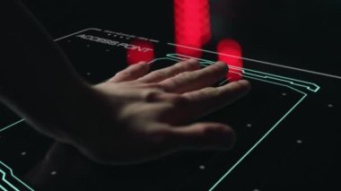Security biometrical hand scanner block network access fail verification closeup