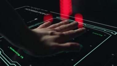 Digital fingerprint scanner deny launching system identify person print closeup