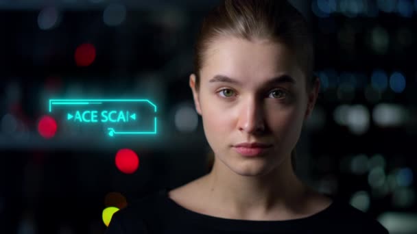 Face scan process denying access to unauthorised user failing network connection — Vídeo de Stock