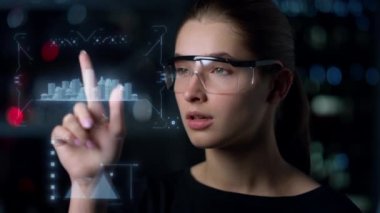 Architect designing city hologram developing digital futuristic urban project