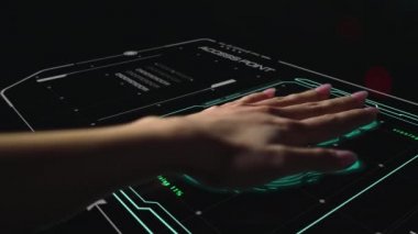Handprint scan denying system launch unsuccessfully identification closeup