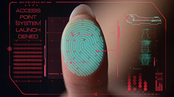 Fingerprint scanner denying system launching fail identification process macro — Stok fotoğraf