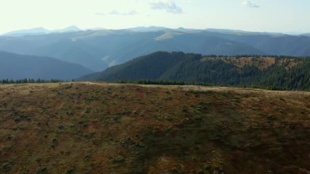 Stunning green mountain road summer season against big beautiful rocky peaks — Αρχείο Βίντεο