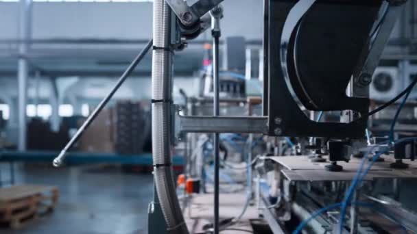 Pabrik pengepakan mesin karton memproduksi barang di pabrik modern closeup — Stok Video