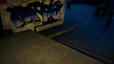 BMX bisikletiyle kaykay parkında duvardan atlayan aktif bir adam.. 