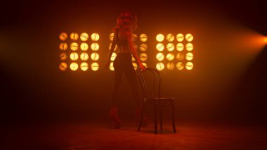 Gece kulübünde striptiz yapan bir kız. Seksi kadın baştan çıkarıcı..