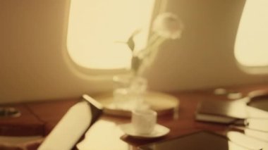 Akıllı telefon finansal grafiklerini analiz eden bir iş adamı. Yakın çekim eller uçak penceresinde telefonu tutuyor. Tanımlanamayan başarılı CEO analizcisi lüks jette çizelgeleri kontrol ediyor. Erkek profesyonel konsept.