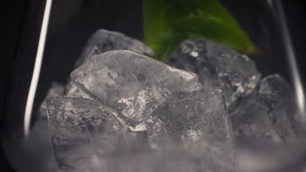Ice Mint Mojito Cocktail Bereidt Close Voor Kruiden Blad Garnering — Stockvideo