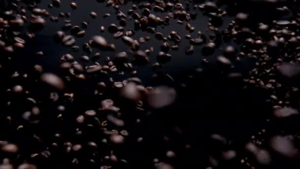 Explosion Brown Coffee Grains Close Super Slow Motion Splashing Fragrant — Vídeo de Stock