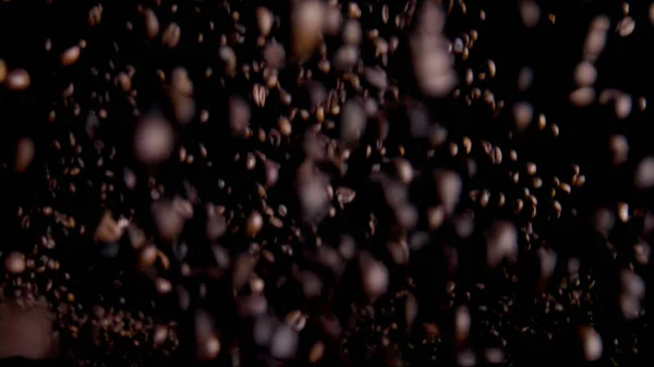 Natural Coffee Grains Jumping Super Slow Motion Fantastic Splash Roasted — Stock Photo, Image