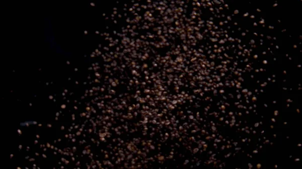 Fragrant Coffee Grains Splashing Super Slow Motion Beautiful View Flying — Stock fotografie