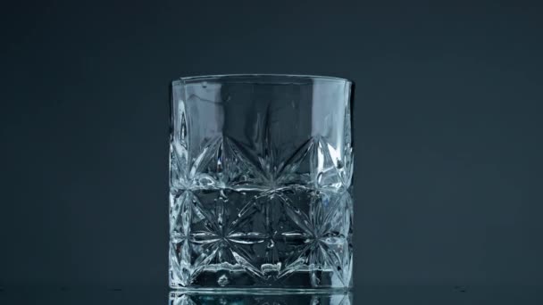 Waving Water Liquid Glass Dark Background Closeup Mineral Fluid Splashing — Vídeos de Stock