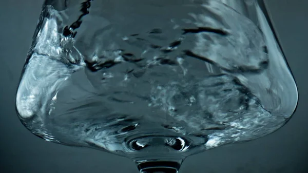 Closeup Water Filling Glass Light Background Pure Mineral Liquid Pouring — ストック写真