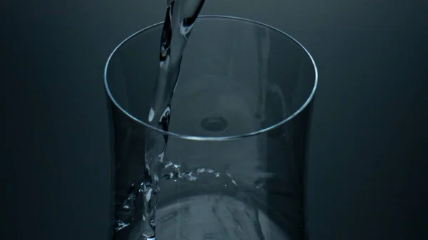 Pure Liquid Pouring Glass Top View Closeup Refreshing Mineral Water — Fotografia de Stock