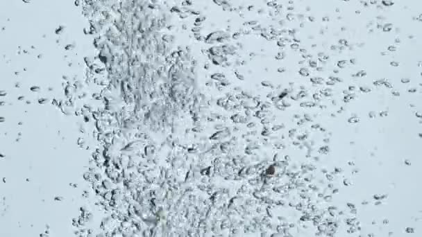 Air Bubbles Rising Water Surface Closeup Refreshing Sparkling Fluid Flowing — Stock Video